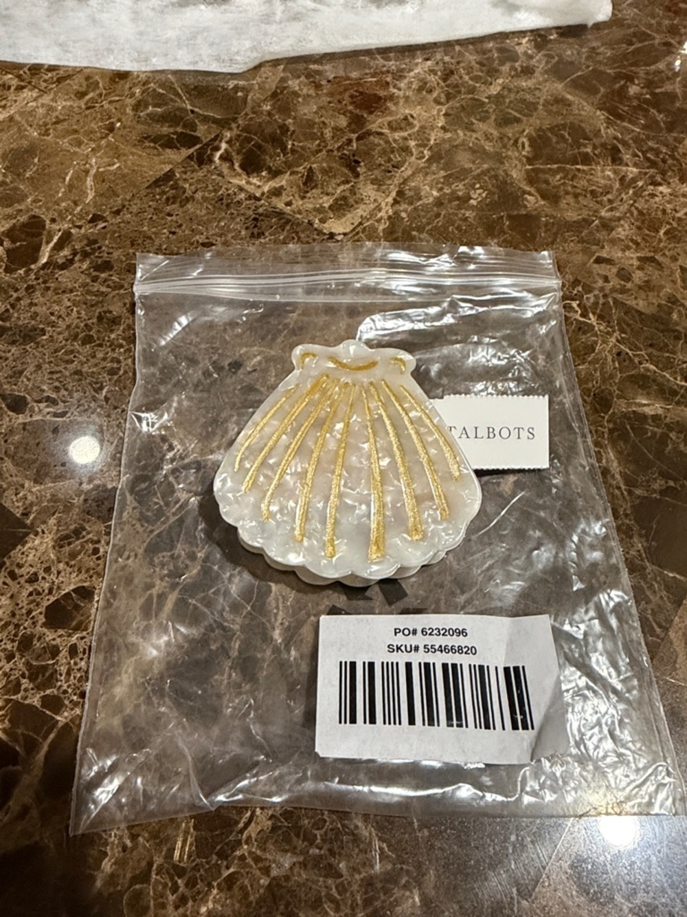 Talbots Pearlized White and Gold Shell Hair Clip